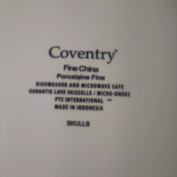 4 Coventry 8" Square Skull Plates Lunch or Snacks Skull & Crossbones Porcelain - Picture 6 of 7